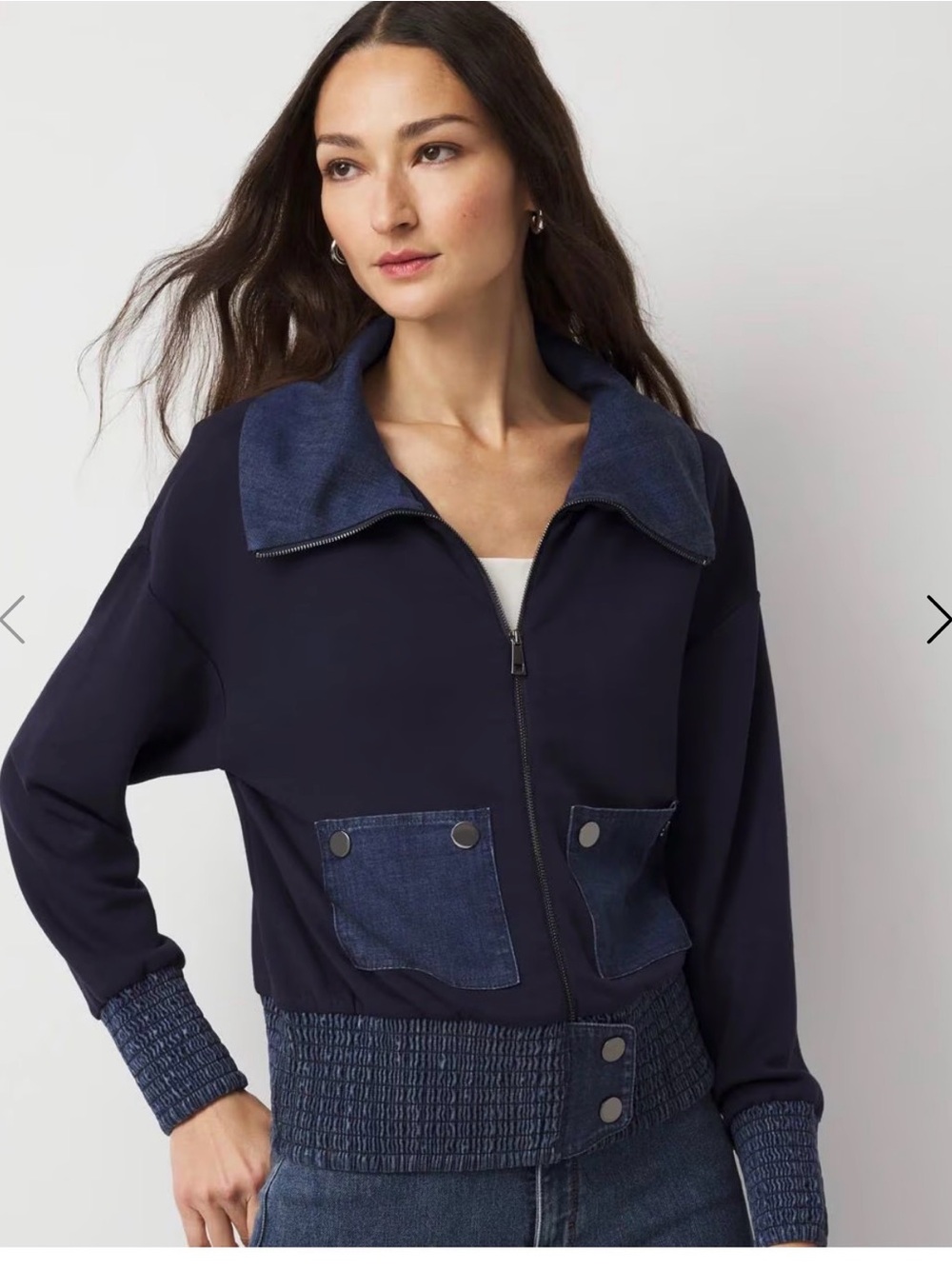NWT‼️White House Black Market Denim Mix Jacket -XXS